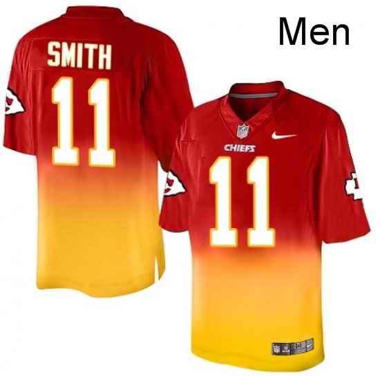 Men Nike Kansas City Chiefs 11 Alex Smith Elite RedGold Fadeaway NFL Jersey